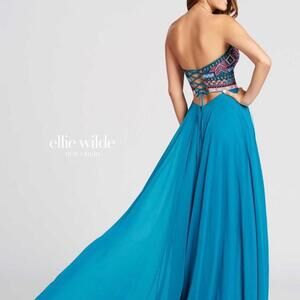 NWT Ellie Wilde Mon Cheri Two-Piece Beaded Gown Size 4 Beaded Lace Mikado Formal